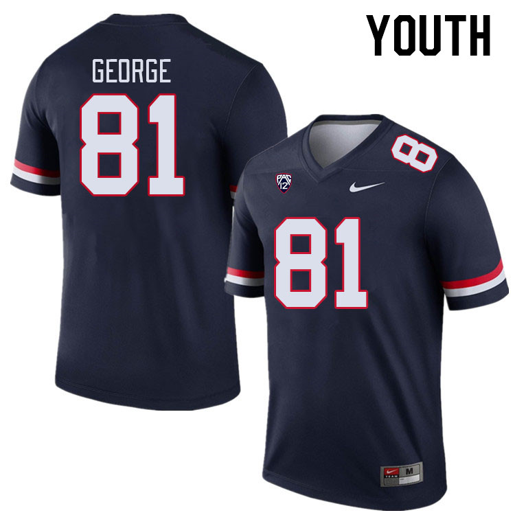 Youth #81 Jake George Arizona Wildcats College Football Jerseys Stitched-Navy - Click Image to Close